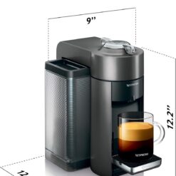Nespresso Vertuo Coffee and Espresso Machine by De'Longhi with Milk Frother, 1000 Milliliters, Graphite Metal