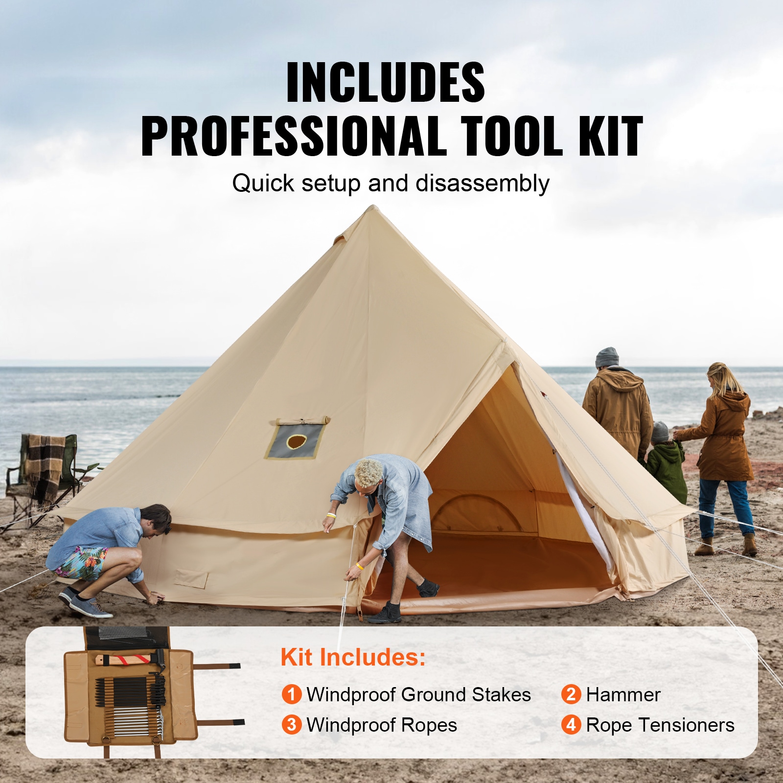 SVOPES Canvas Bell Tent Polyester 8 -Person Tent