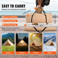 SVOPES Canvas Bell Tent Polyester 8 -Person Tent