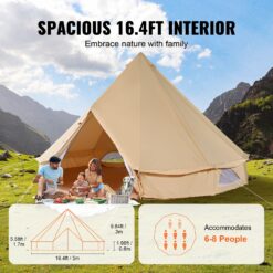SVOPES Canvas Bell Tent Polyester 8 -Person Tent