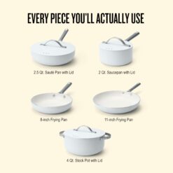 alva Mobi 8-Piece Ceramic Nonstick Cookware Set - Cannoli Cream