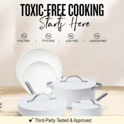 alva Mobi 8-Piece Ceramic Nonstick Cookware Set - Cannoli Cream