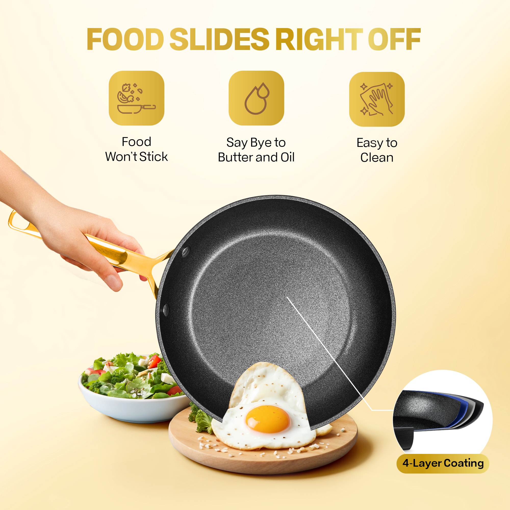 GraniteStone Diamond 20 -Piece Armor Max Gold 13.78-in Aluminum Cookware set with Lid