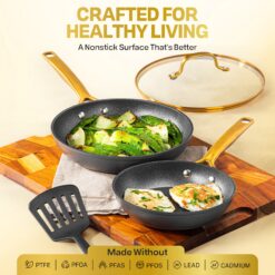 GraniteStone Diamond 20 -Piece Armor Max Gold 13.78-in Aluminum Cookware set with Lid