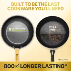 GraniteStone Diamond 20 -Piece Armor Max Gold 13.78-in Aluminum Cookware set with Lid