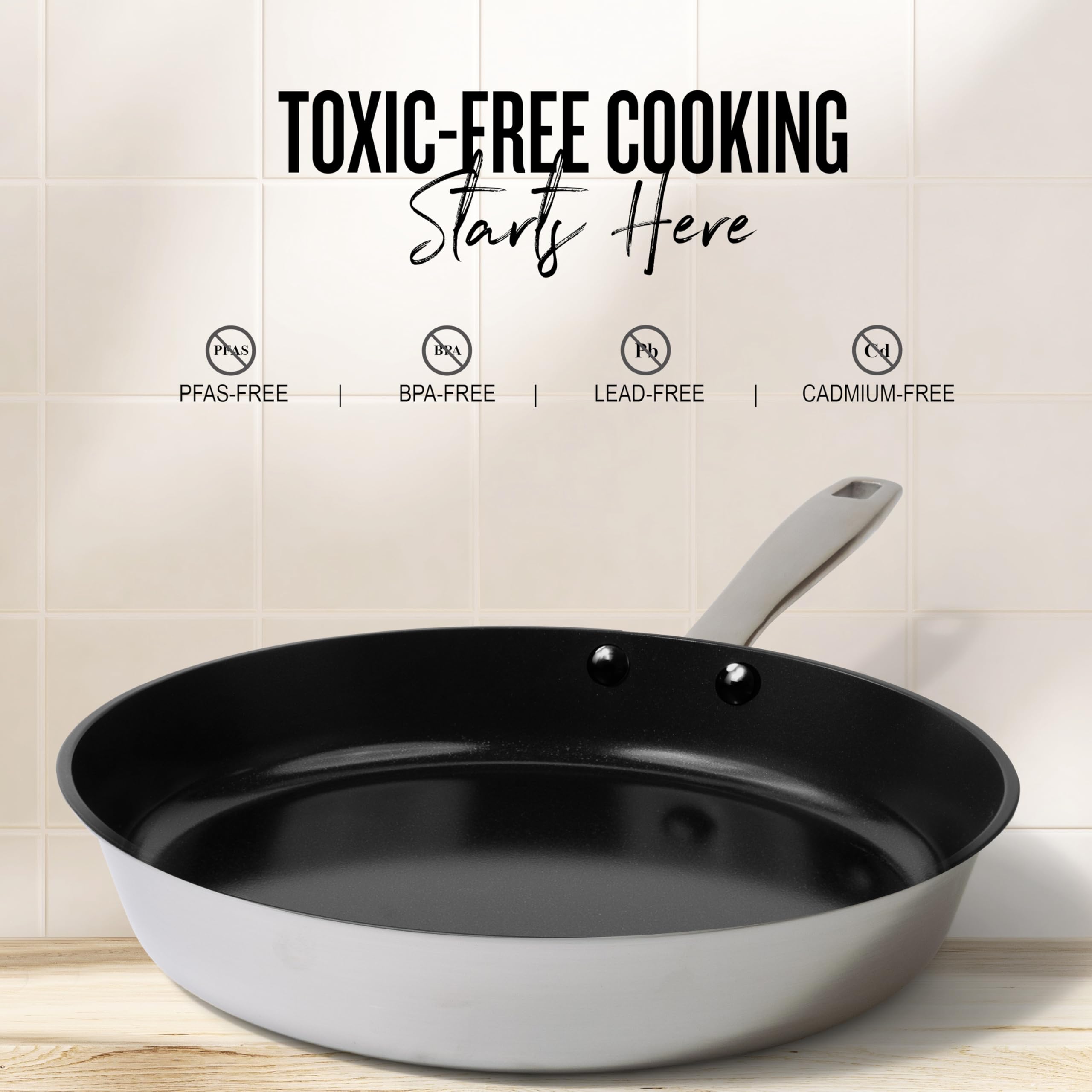alva Maestro 5-Ply Stainless Steel Nonstick Frying Pan 3-Piece Set (8-in 9.5-in 11-in)