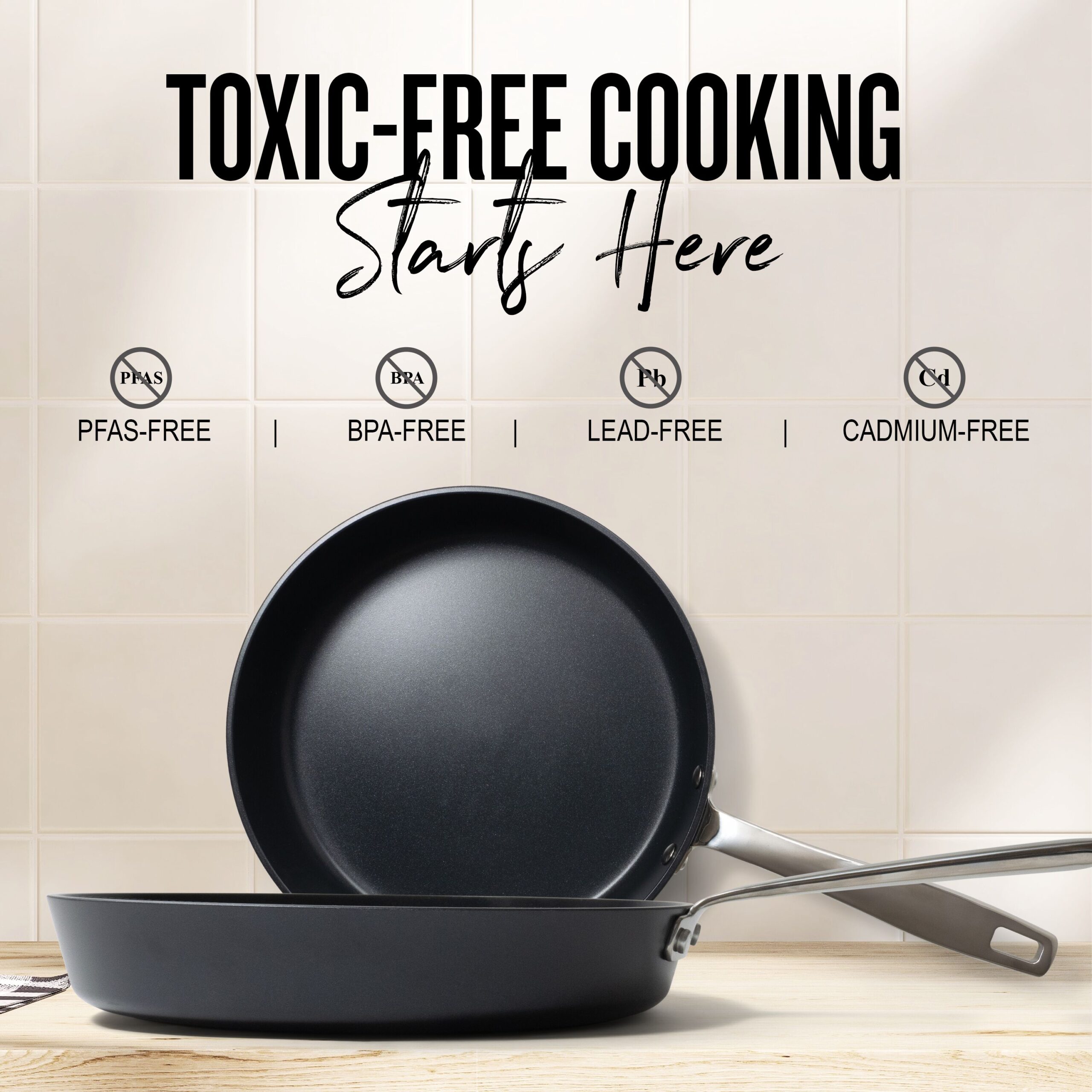 alva Maestro 3-Piece Ceramic Nonstick Cookware Set - 3.5qt Saute Pan and 11-inch Frying Pan