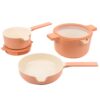alva Neat 5-Piece Nested Ceramic Cookware Set PFAS and PFOA-Free Ceramic Nonstick Stackable Cookware Set Peach