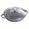 STAUB Cast Iron Perfect Pan Wok 4.5-quart serves 4-5 Made in France Graphite Gray Made in France