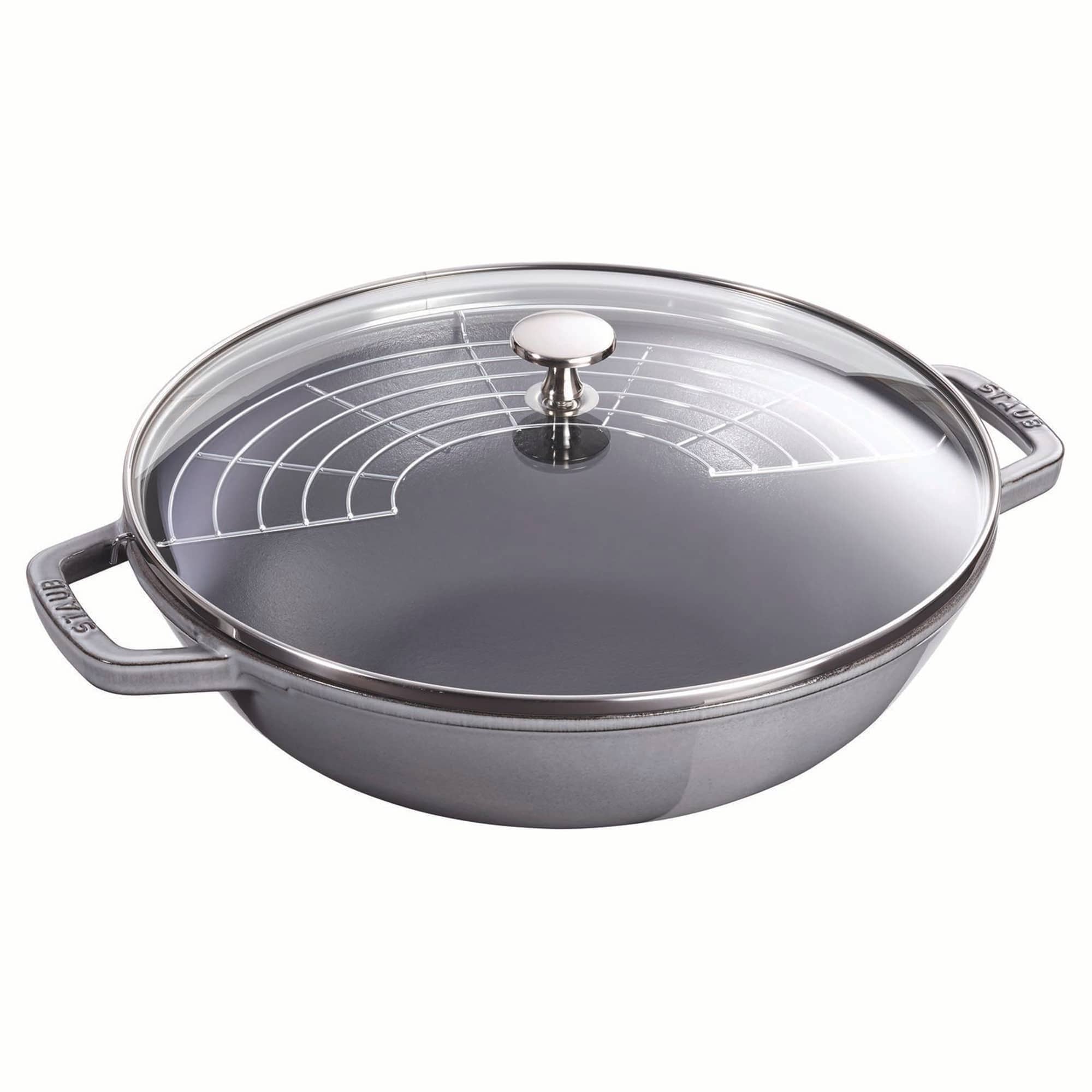 STAUB Cast Iron Perfect Pan Wok 4.5-quart serves 4-5 Made in France Graphite Gray Made in France