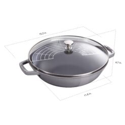STAUB Cast Iron Perfect Pan Wok 4.5-quart serves 4-5 Made in France Graphite Gray Made in France