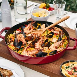 STAUB Cast Iron 13-inch Double Handle Fry Pan - Cherry