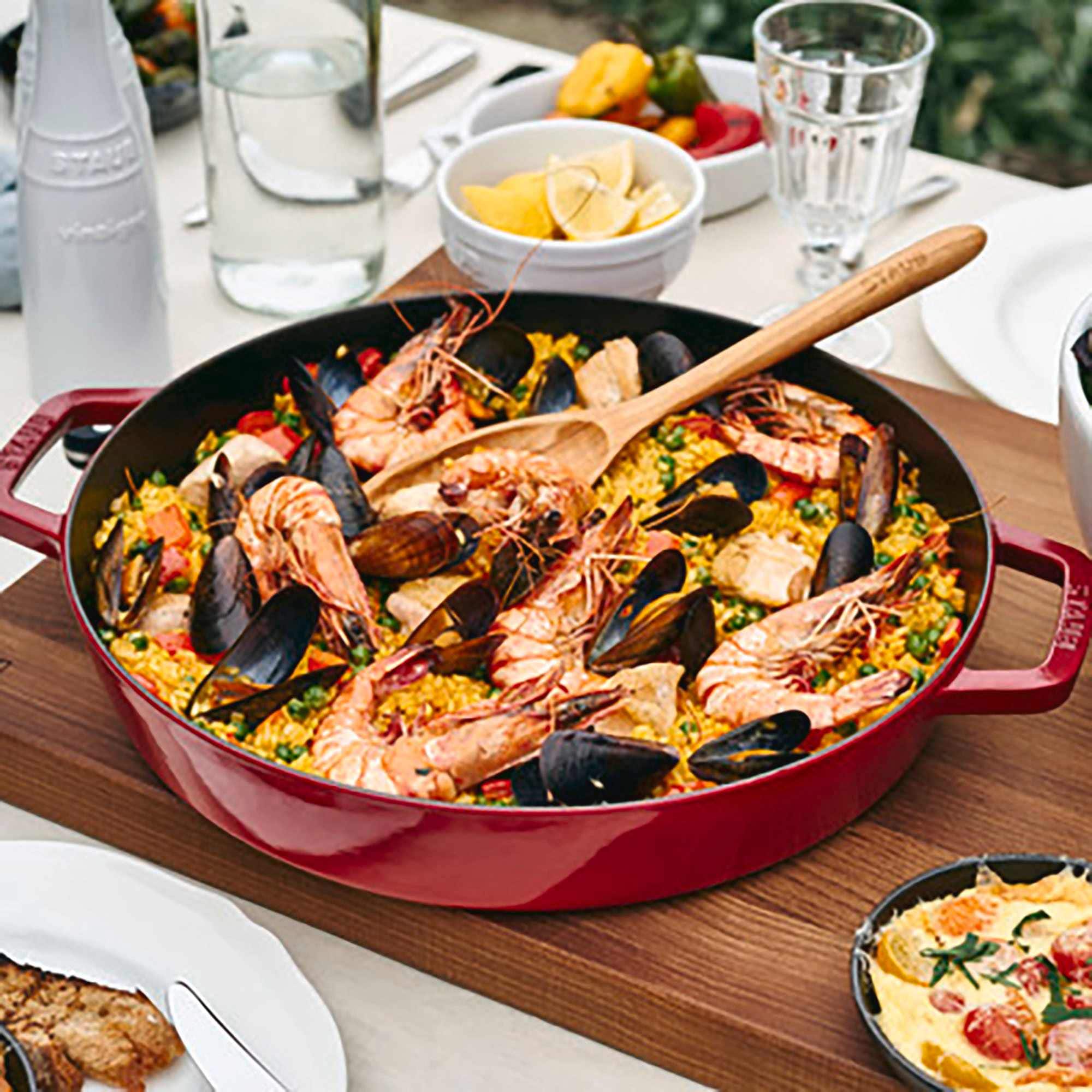 STAUB Cast Iron 13-inch Double Handle Fry Pan - Cherry
