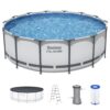 Bestway Steel Pro MAX 14 Feetx48 Inches Round Above Ground Swimming Pool with Pump and Cover