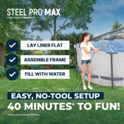 Bestway Steel Pro MAX 14 Feetx48 Inches Round Above Ground Swimming Pool with Pump and Cover