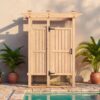 Homsee Spacious Outdoor Shower Privacy Room with Storage Shelf Durable Rust Resistant Hardware and Weather Resistant Finish
