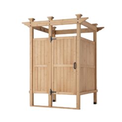 Homsee Spacious Outdoor Shower Privacy Room with Storage Shelf Durable Rust Resistant Hardware and Weather Resistant Finish