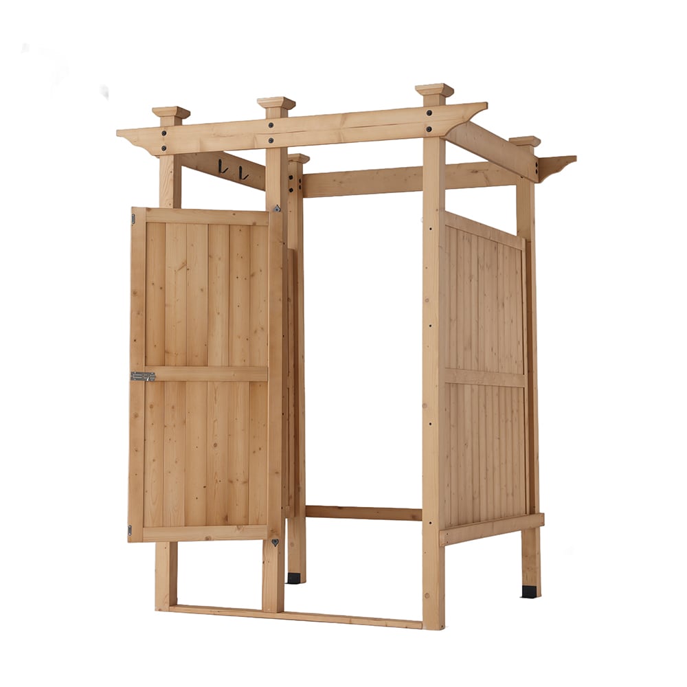 Homsee Spacious Outdoor Shower Privacy Room with Storage Shelf Durable Rust Resistant Hardware and Weather Resistant Finish