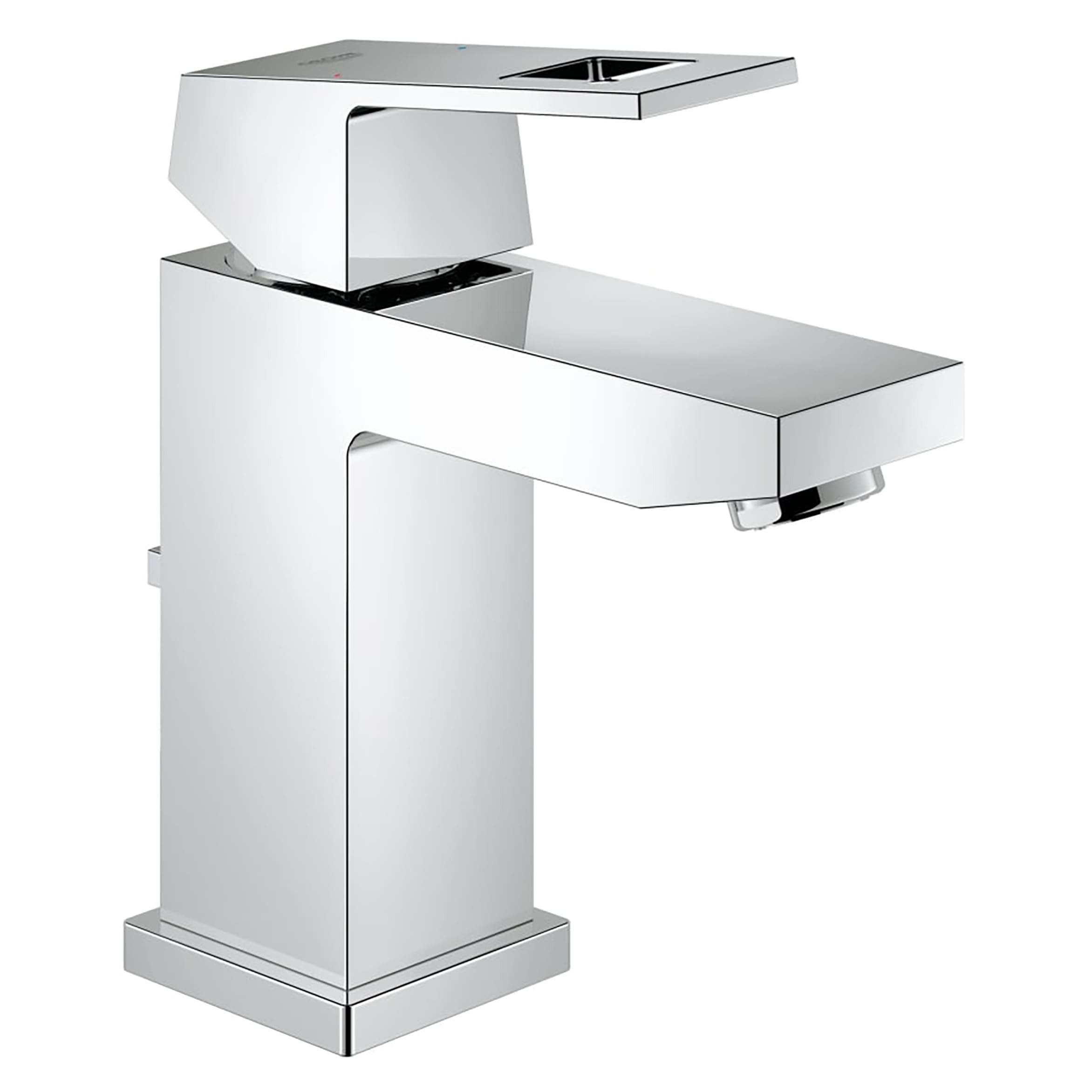 GROHE Eurocube Starlight Chrome Single Hole 1-Handle WaterSense Bathroom Sink Faucet with Drain