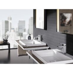 GROHE Eurocube Starlight Chrome Single Hole 1-Handle WaterSense Bathroom Sink Faucet with Drain