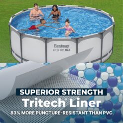 Bestway Steel Pro MAX 13 Feetx48 Inches Round Above Ground Swimming Pool with Pump and Cover