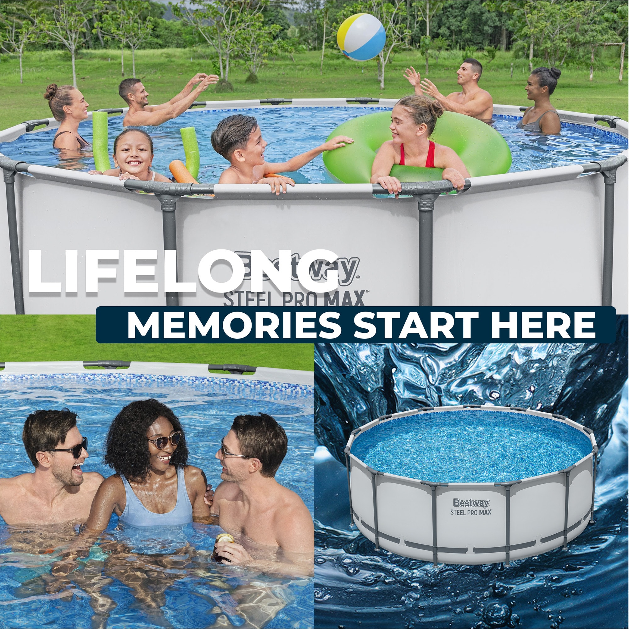 Bestway Steel Pro MAX 13 Feetx48 Inches Round Above Ground Swimming Pool with Pump and Cover