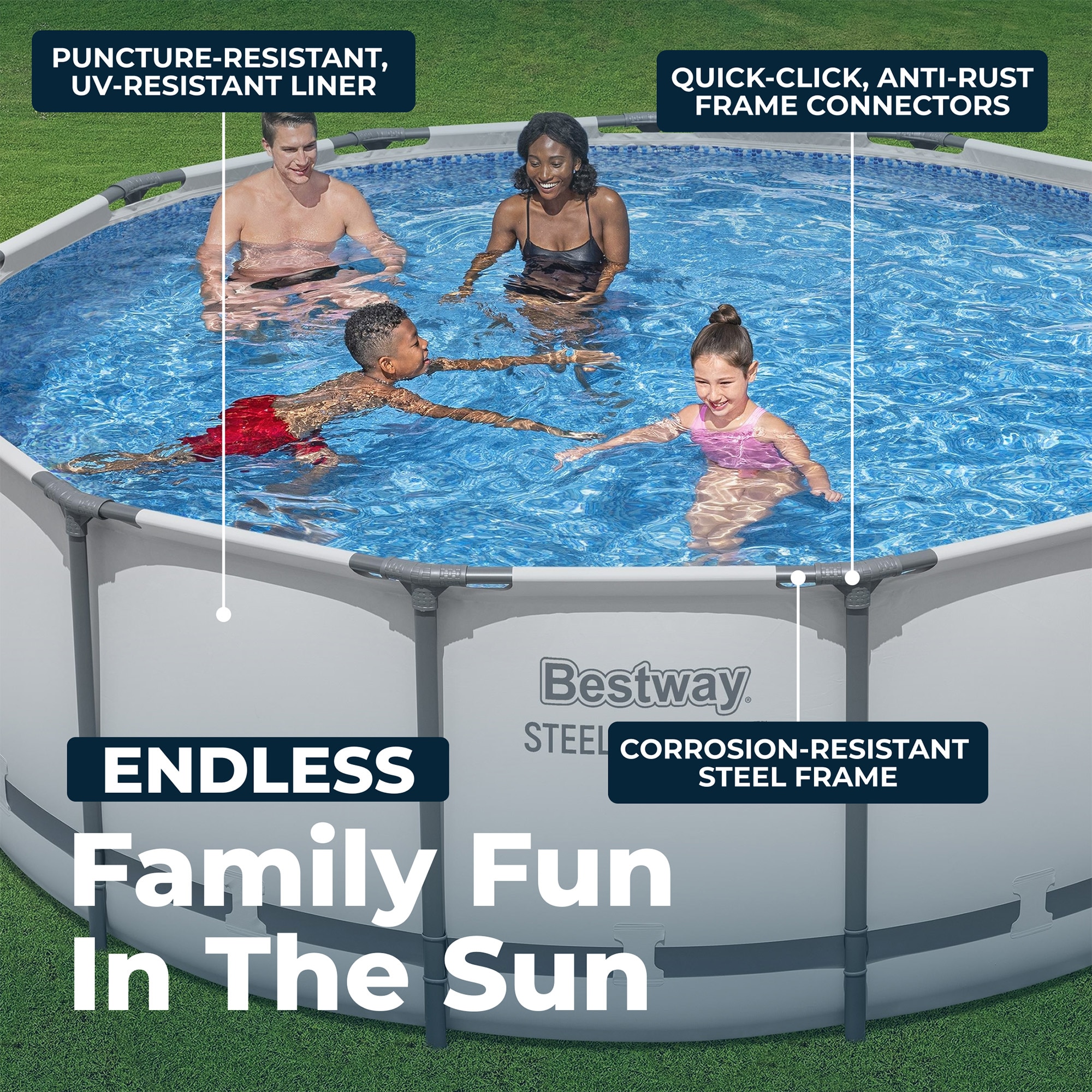 Bestway Steel Pro MAX 13 Feetx48 Inches Round Above Ground Swimming Pool with Pump and Cover