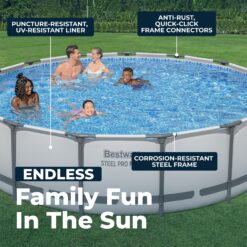 Bestway Steel Pro MAX 15ft x 42 in Round Above Ground Swimming Pool with Pump and Cover