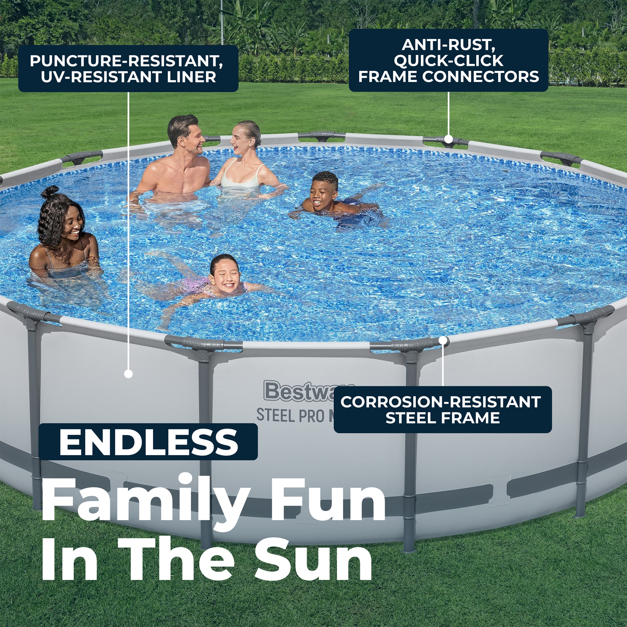 Bestway Steel Pro MAX 15ft x 42 in Round Above Ground Swimming Pool with Pump and Cover