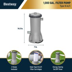 Bestway Steel Pro MAX 15ft x 42 in Round Above Ground Swimming Pool with Pump and Cover