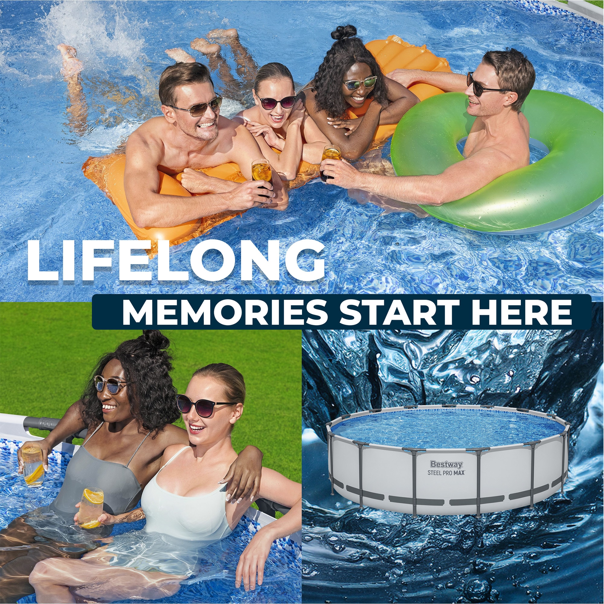 Bestway Steel Pro MAX 15ft x 42 in Round Above Ground Swimming Pool with Pump and Cover