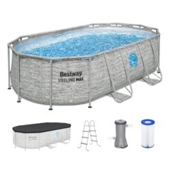Bestway Power Steel Swim Vista 14ft x 8ft2in x 39.5in Above Ground Swimming Pool Set