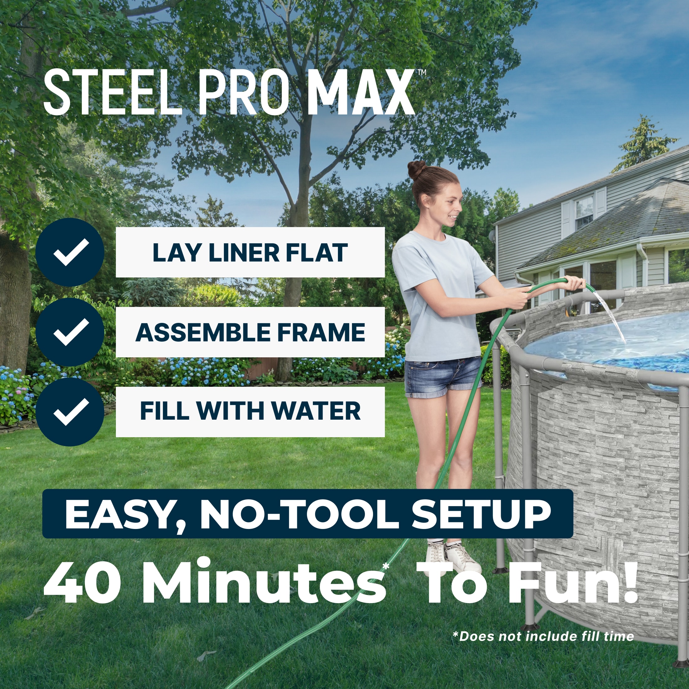 Bestway Power Steel Swim Vista 14ft x 8ft2in x 39.5in Above Ground Swimming Pool Set