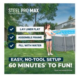 Bestway Power Steel 16ft x 10ft x 42in Rectangular Above Ground Swimming Pool Set