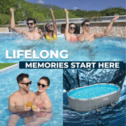 Bestway Power Steel 16ft x 10ft x 42in Rectangular Above Ground Swimming Pool Set