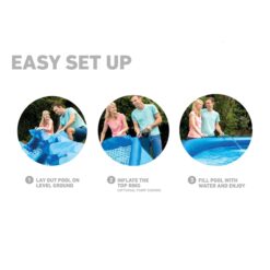 Intex 15-ft x 15-ft x 42-in Inflatable top ring Round Above-Ground Pool with Filter Pump with Ground Cloth with Pool Cover with Ladder