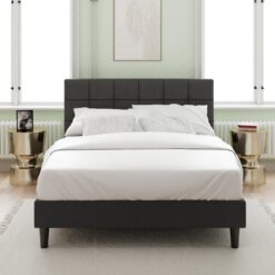 Zinus King Dark Gray Metal with Headboard