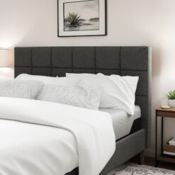 Zinus King Dark Gray Metal with Headboard