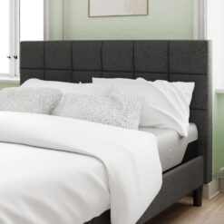 Zinus King Dark Gray Metal with Headboard