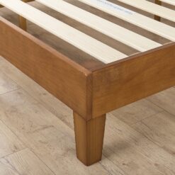 Zinus Twin Rustic Pine Wood Platform Bed with Headboard