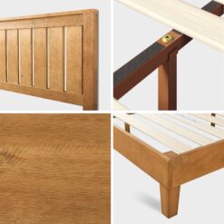Zinus Twin Rustic Pine Wood Platform Bed with Headboard