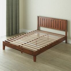 Zinus Full Antique Espresso Wood Platform Bed with Headboard