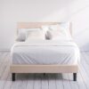 Zinus Queen Beige Metal Tufted Platform Bed with Headboard