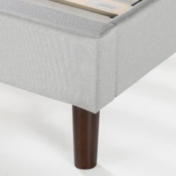 Zinus King Light Gray Tufted Bed Frame with Headboard