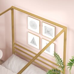 Zinus Queen Gold Metal Bed Frame with Headboard