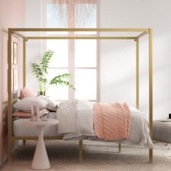 Zinus Queen Gold Metal Bed Frame with Headboard