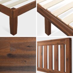 Zinus Full Antique Espresso Wood Platform Bed with Headboard