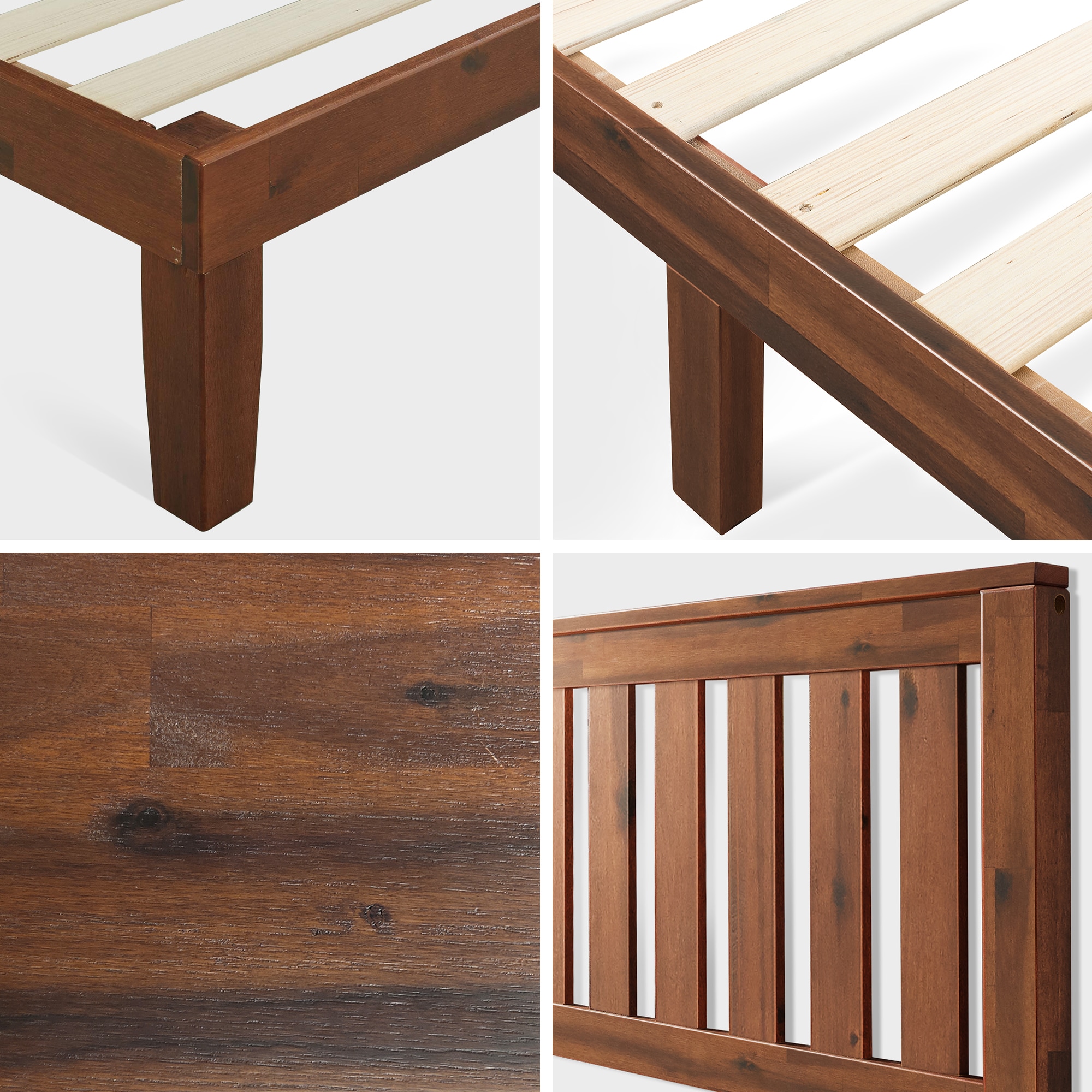 Zinus Full Antique Espresso Wood Platform Bed with Headboard