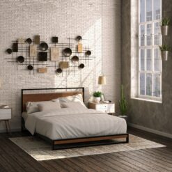 Zinus King Chestnut Brown Metal Platform Bed with Headboard