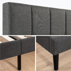Zinus King Gray Metal with Headboard